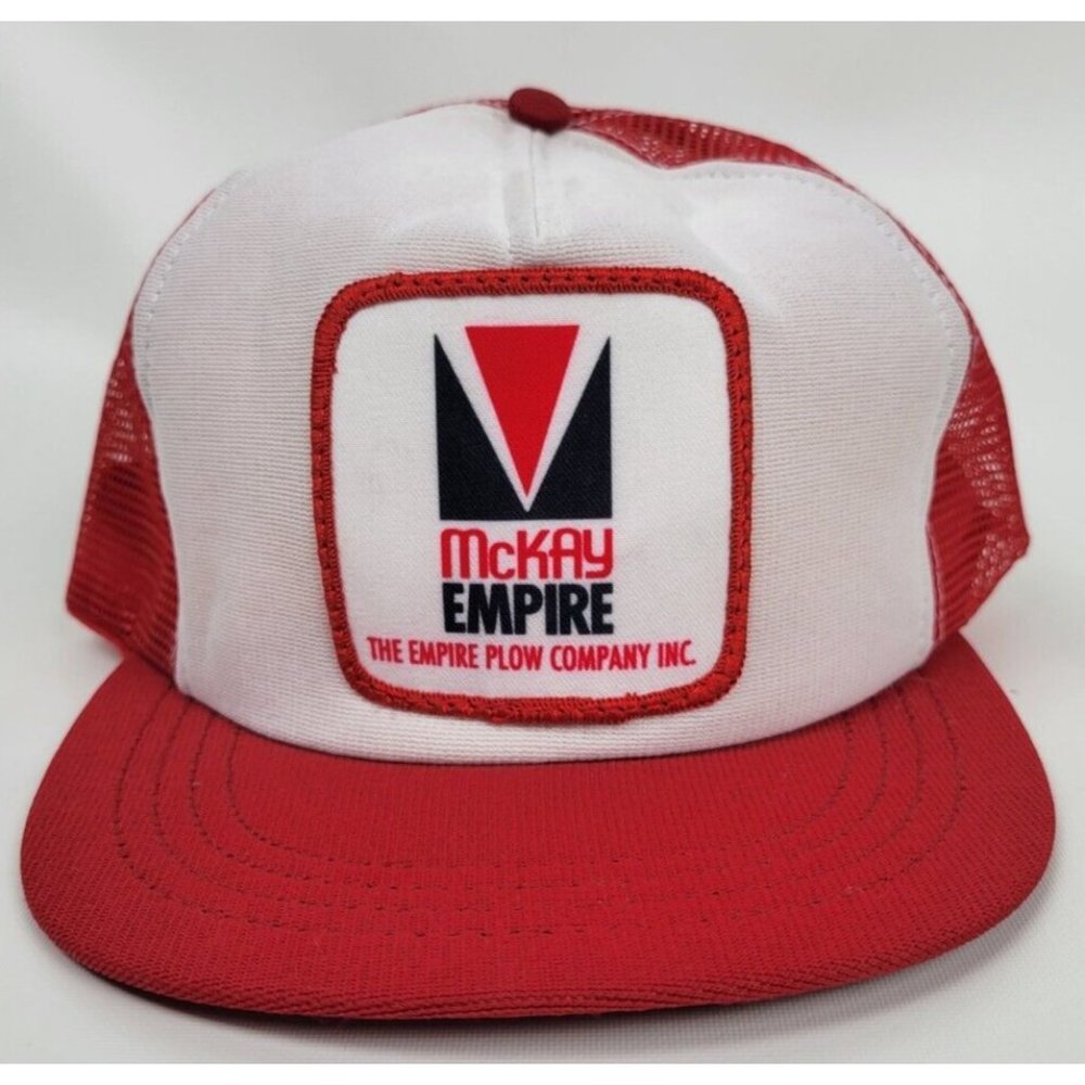 Vintage McKay Empire Plow Company Red White Mesh Snapback Trucker Hat RCC‎ USA
